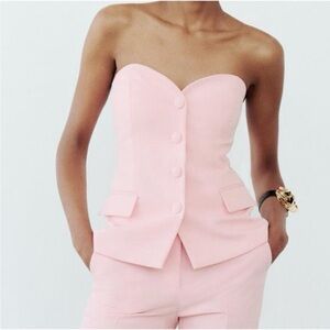 Pink Strapless Bustier Top